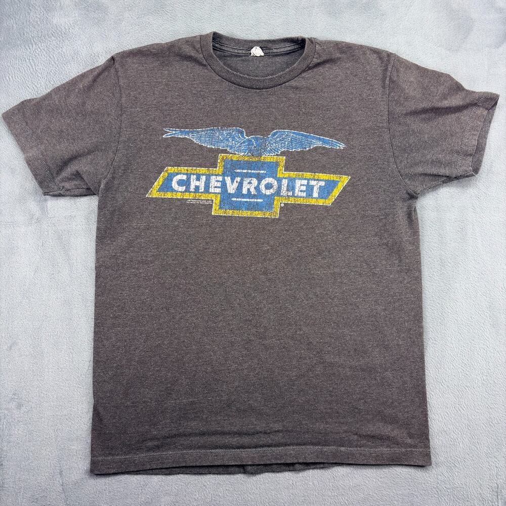 Chevrolet GM Logo Grey T-Shirt Men's Medium Gray Pre-Shrunk Soft Spun Tag Y2K